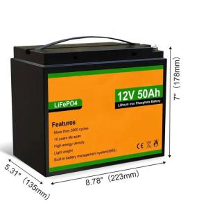JST 1100700021CP Deep Cycle Customized 12v 50ah Lithium Lifepo4 Ion Battery With Bms Protection